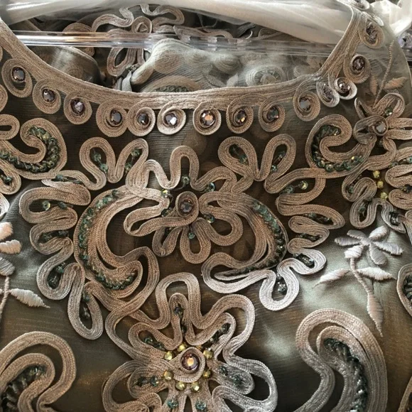 Cameron Blake size 14 silver grey gown - Picture 4 of 6